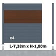 DECKLINEA - Kit clôture aluminium poteau sur platines - BAHIA & CRUZ Ipé H-1,8m - vignette