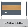 DECKLINEA - Kit clôture aluminium sur muret poteau sur platines - BAHIA & CRUZ Cèdre H-1,2m - vignette