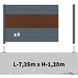 DECKLINEA - Kit clôture aluminium sur muret poteau sur platines - BAHIA & CRUZ Ipé H-1,2m - vignette