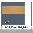 DECKLINEA - Kit clôture aluminium poteau sur platines - BAHIA & CRUZ Cèdre H-1,8m - vignette