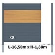 DECKLINEA - Kit clôture aluminium poteau à sceller - BAHIA & CRUZ Cèdre H-1,8m - vignette