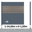 DECKLINEA - Kit clôture aluminium poteau sur platines - BAHIA & CRUZ Argent H-1,8m - vignette