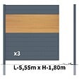 DECKLINEA - Kit clôture aluminium poteau à sceller - BAHIA & CRUZ Cèdre H-1,8m - vignette