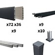DECKLINEA - Kit clôture aluminium poteau sur platines - BAHIA & CRUZ Argent H-1,8m - vignette