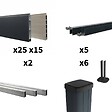 DECKLINEA - Kit clôture aluminium sur muret poteau sur platines - BAHIA & CRUZ Argent H-1,2m - vignette