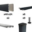 DECKLINEA - Kit clôture aluminium sur muret poteau sur platines - BAHIA & CRUZ Argent H-1,2m - vignette