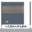 DECKLINEA - Kit clôture aluminium poteau sur platines - BAHIA & CRUZ Argent H-1,8m - vignette