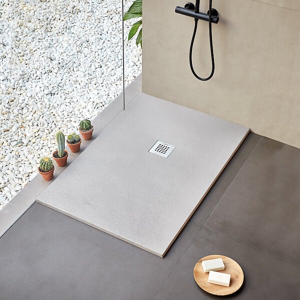 SANYCCES - Receveur de douche 100 x 120 cm extra plat STRATO surface ardoisée rectangulaire blanc - large