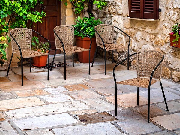 JARDILINE - Lot de 4 Fauteuil en jardin en résine tressée imitation rotin Cocos - Jardiline - large