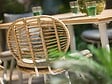 JARDILINE - Lot de 4 Chaises de jardin en résine tressée FLORES avec coussin chiné gris/beige - vignette