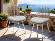 JARDILINE - Lot de 2 Chaises de jardin en résine tressée FLORES avec coussin chiné gris/beige - vignette