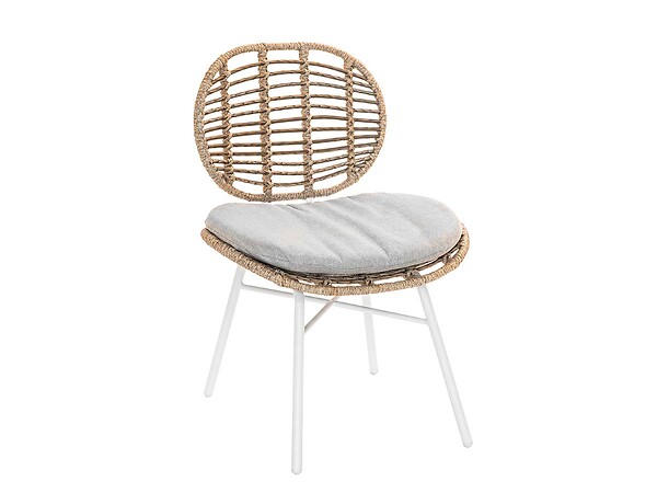 JARDILINE - Lot de 2 Chaises de jardin en résine tressée FLORES avec coussin chiné gris/beige - large