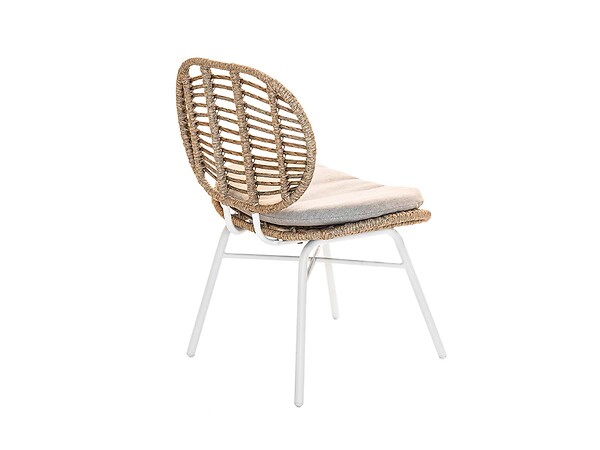 JARDILINE - Lot de 2 Chaises de jardin en résine tressée FLORES avec coussin chiné gris/beige - large
