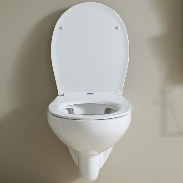GODART - Cuvette WC suspendu NF sans bride en céramique + abattant frein de chute - Geo - large