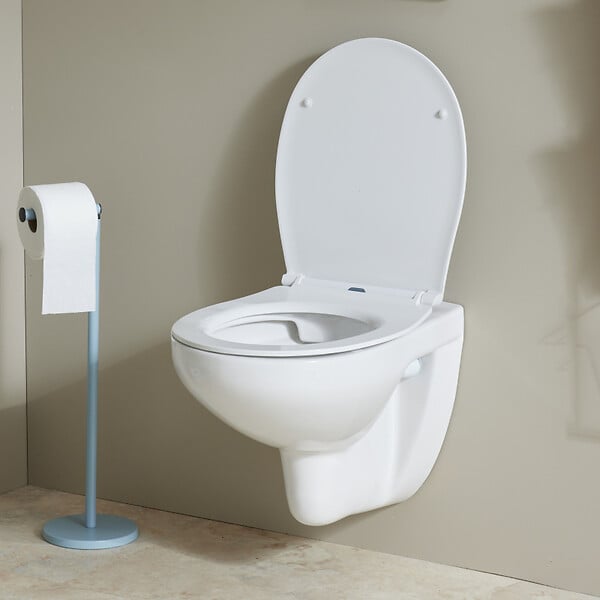 GODART - Cuvette WC suspendu NF sans bride en céramique + abattant frein de chute - Geo - large