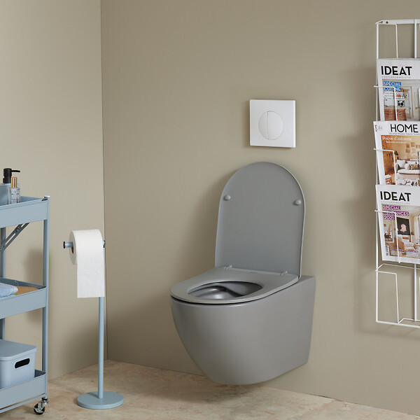 SIAMP - Pack WC Suspendu Bâti-support Universel Siamp avec Cuvette Sans Bride Gris mat Cyrus - large
