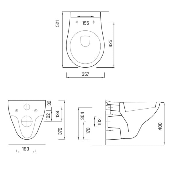 GODART - Cuvette WC suspendu NF avec bride Sydney, abattant simple - large