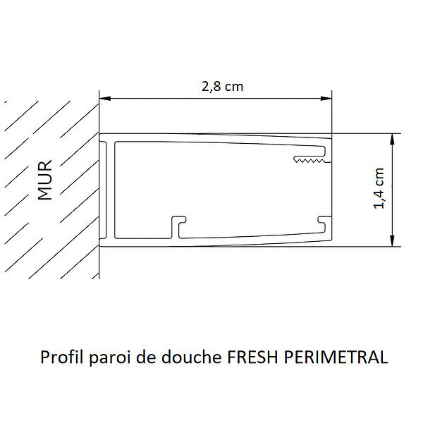 KASSANDRA - Paroi de douche fixe FRESH PERIMETRAL noire verre cannelé 110 cm - large