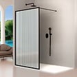 KASSANDRA - Paroi de douche fixe FRESH PERIMETRAL noire verre cannelé 120 cm - vignette