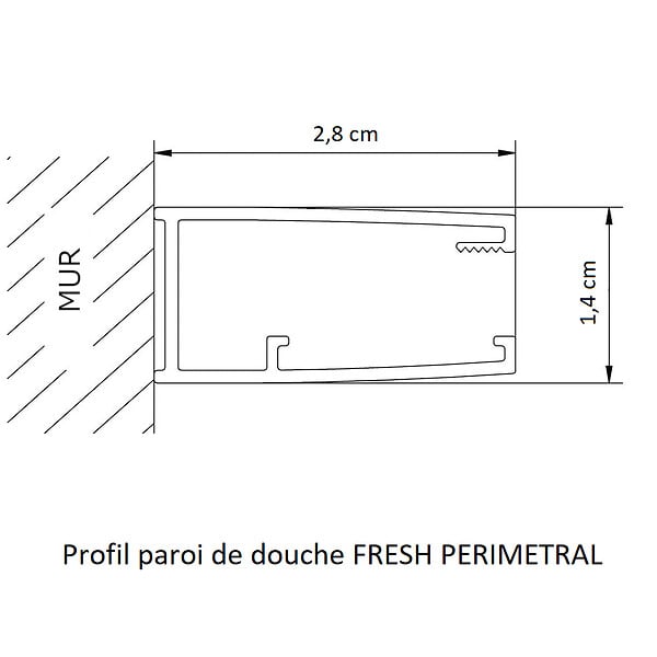 KASSANDRA - Paroi de douche fixe FRESH PERIMETRAL noire verre cannelé 120 cm - large