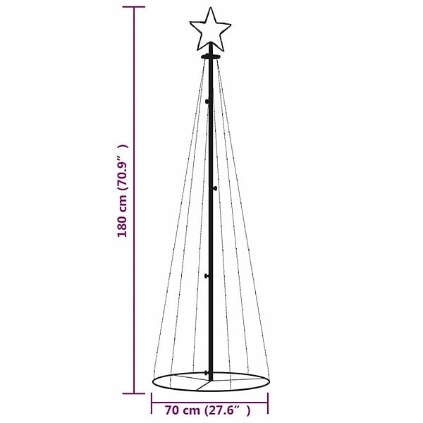 VIDAXL - vidaXL Arbre de Noël cône Blanc chaud 108 LED 70x180 cm - large