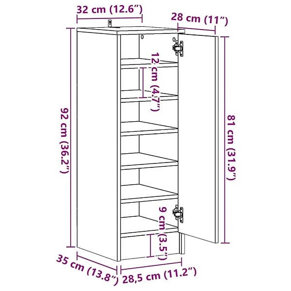 VIDAXL - vidaXL Armoire à  chaussures Blanc 32x35x92 cm Aggloméré - large
