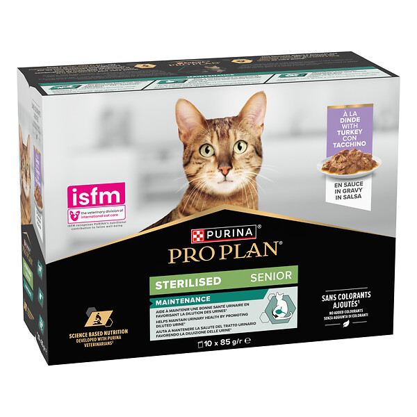 PROPLAN - PRO PLAN CHAT SENIOR 7+ STERILISED LONGEVIS en sauce à la dinde 10x85g Pochons pour chat sénior - large