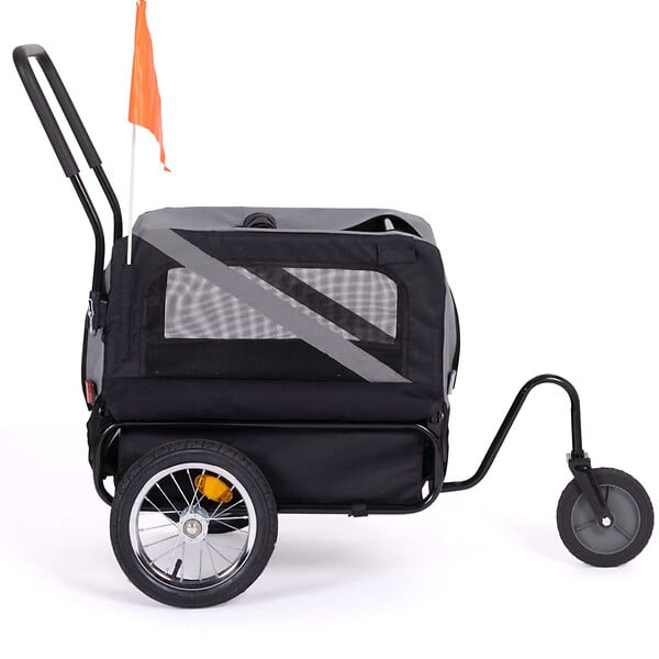 ID MARKET - Remorque à vélo pour chien TILLY avec réflecteurs 128 x 52 x 102 cm pour animaux de compagnie - large