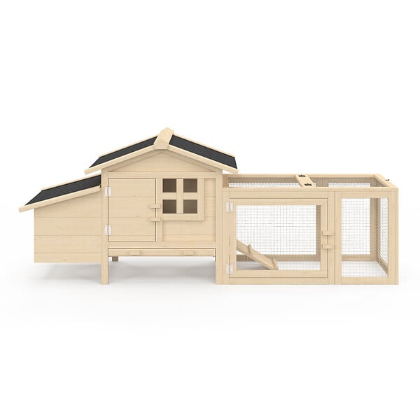 ID MARKET - Poulailler sur pilotis avec enclos et pondoir en bois - large