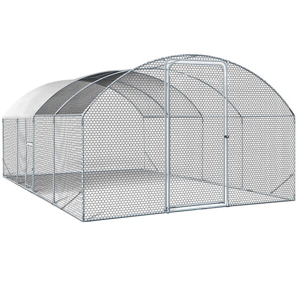 ID MARKET - Enclos poulailler dôme 15 m² parc grillagé 3x5 M avec porte latérale - large