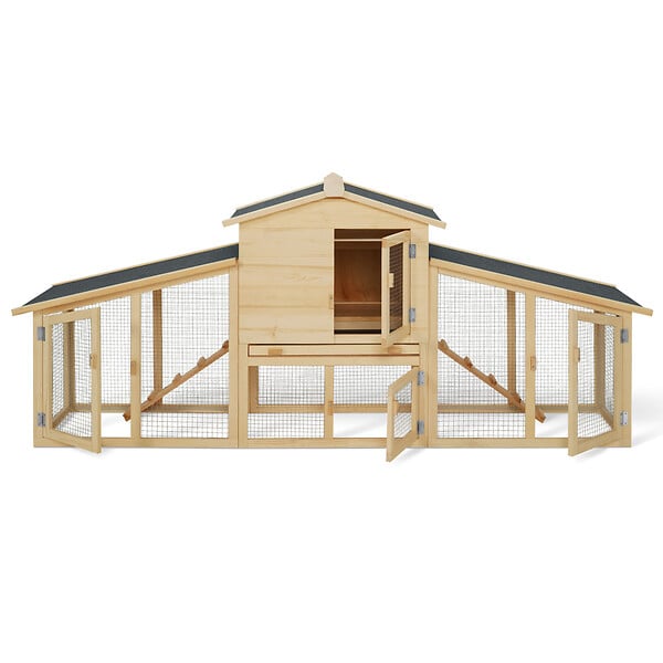 ID MARKET - Poulailler VIP avec clapier double XXL en bois - large