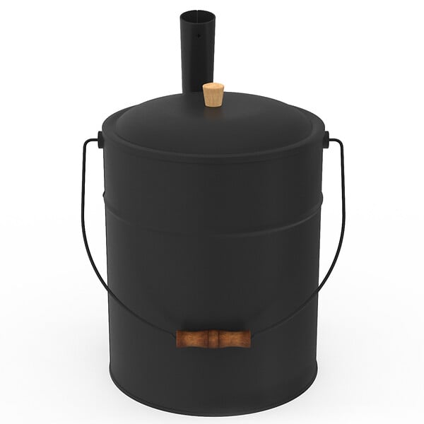 ID MARKET - Seau à cendres 15 L avec pelle et couvercle - large