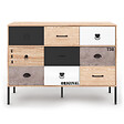 ID MARKET - Buffet 3 portes 3 tiroirs 110 cm SACRAMENTO design industriel - vignette