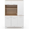 ID MARKET - Buffet de cuisine avec colonne de rangement 120 CM CINA 6 portes + tiroir façon hêtre et blanc - vignette