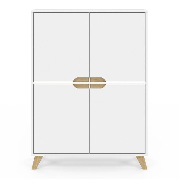 ID MARKET - Meuble de rangement 4 portes HELSINKI scandinave blanc - large