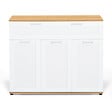 ID MARKET - Buffet 100 cm VITO 3 portes et 1 tiroir blanc et plateau bois - vignette