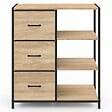 ID MARKET - Buffet d'appoint 3 tiroirs et étagères 70 cm UTAH design industriel - vignette