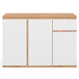 ID MARKET - Buffet 100 cm TOMI 3 portes et 1 tiroir blanc et bois - vignette