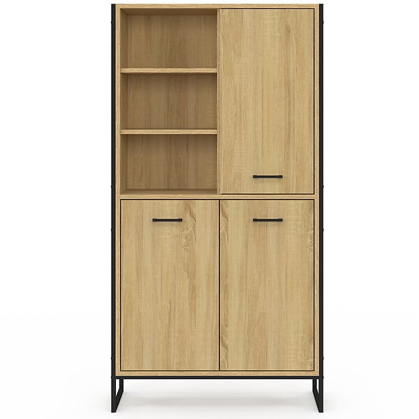 ID MARKET - Buffet haut H. 160 cm DETROIT 3 portes design industriel - large