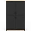 ID MARKET - Buffet haut H. 125 cm VITO 4 portes noir et bois - vignette