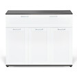 ID MARKET - Buffet 100 cm VITO 3 portes et 1 tiroir blanc et plateau gris - vignette