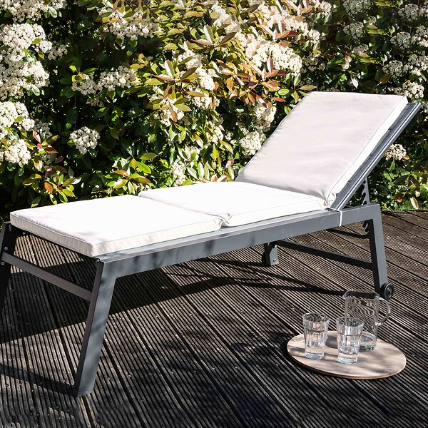 OVIALA - Lot de 2 coussins bain de soleil polyester écru 186 x 53 x 5 cm - Picchu - large