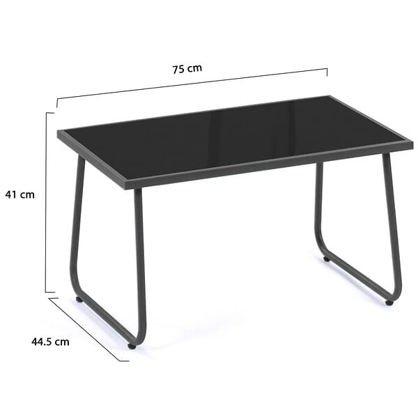 ID MARKET - Salon de jardin bas MALAGA 6 places avec 2 canapés, fauteuils et table gris anthracite - large