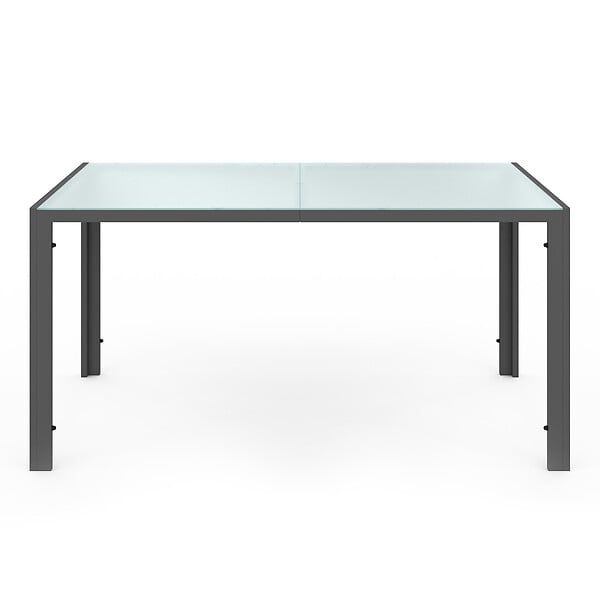 ID MARKET - Salon de jardin MADRID table 150 CM et 6 chaises empilables gris anthracite plateau clair - large