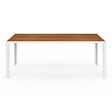 ID MARKET - Salon de jardin NOUMEA table 190 cm plateau verre trempé effet bois et 8 chaises empilables blanc et bois - vignette