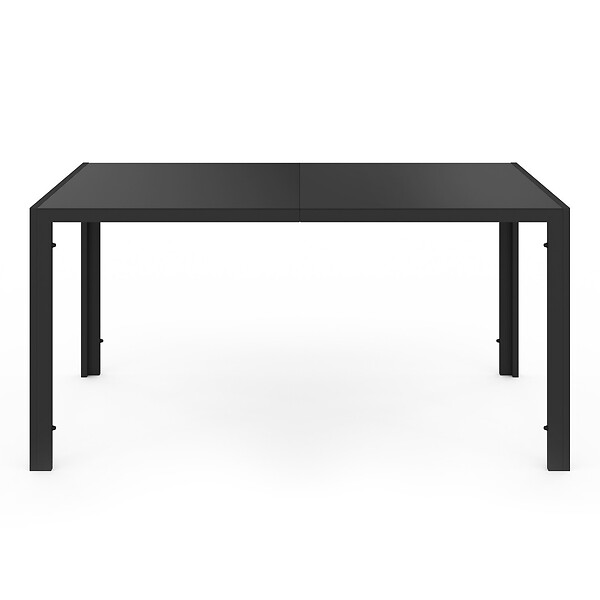 ID MARKET - Salon de jardin MADRID table 150 CM et 6 chaises empilables noir - large
