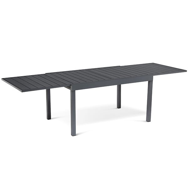 ID MARKET - Salon de jardin POLY table extensible 135-270 CM et 12 chaises gris foncé - large