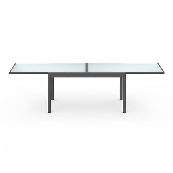 ID MARKET - Salon de jardin MADRID table extensible 135-270 CM et 12 chaises empilables gris anthracite - large