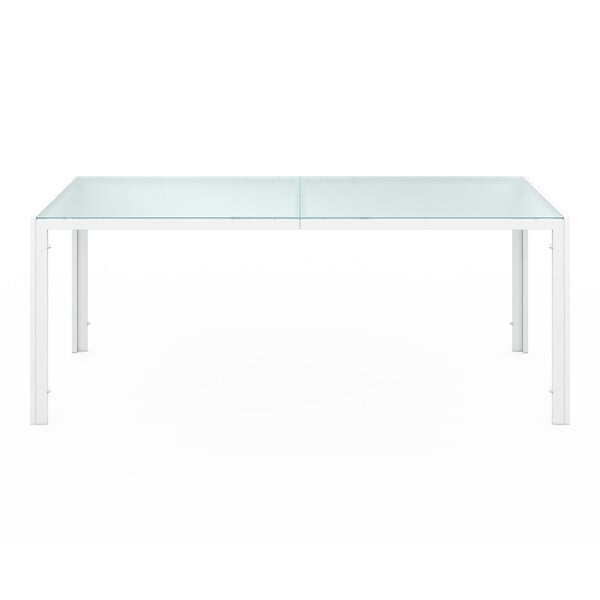 ID MARKET - Salon de jardin MADRID table 190 cm et 8 chaises empilables blanc et beige - large