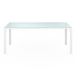 ID MARKET - Salon de jardin MADRID table 190 cm et 8 chaises empilables blanc et beige - vignette
